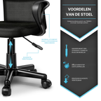 Kinderbureaustoel met Armleuningen en Ademende Mesh Rugleuning Verstelbaar Zwart | Tresko