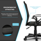 Kinderbureaustoel met Armleuningen en Ademende Mesh Rugleuning Verstelbaar Zwart | Tresko