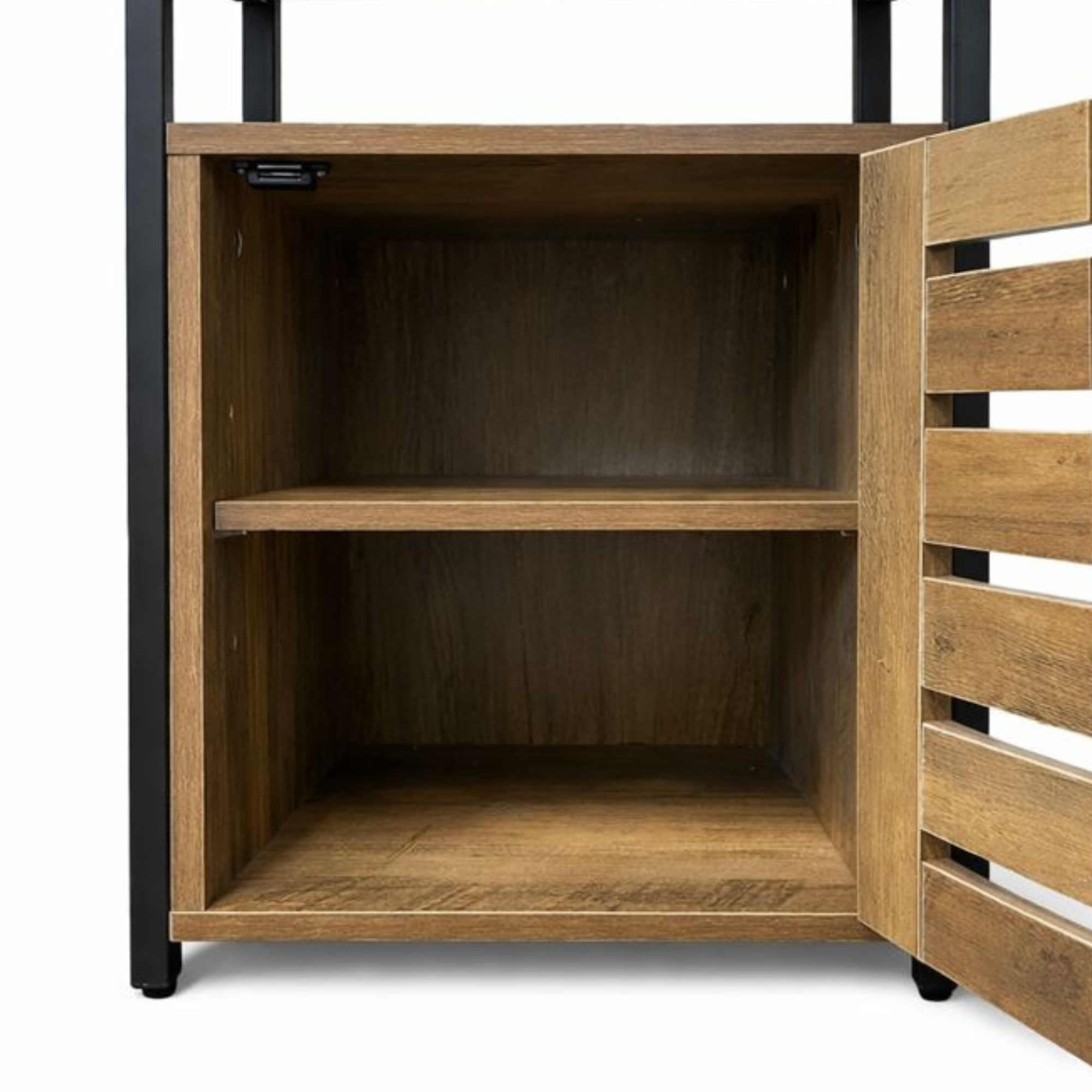 Nachtkastje met Deurtje en Open Vak in Black Oak