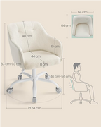 Elegante bureaustoel met teddy stof en verstelbare hoogte – ideaal voor slaapkamer en thuiswerkplek | Kersom