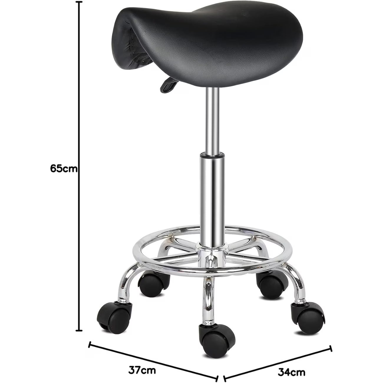 Zadelkruk Ergonomisch Draaibaar en In Hoogte Verstelbaar Zwart 50-64.5 cm | Kersom