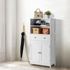 Badkamerkast met Verstelbare Plank en Deuren in het Wit 60 × 30 × 118 cm | Kersom