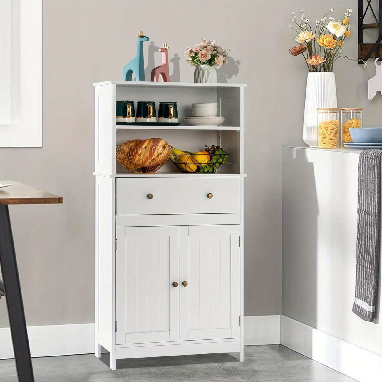 Badkamerkast met Verstelbare Plank en Deuren in het Wit 60 × 30 × 118 cm | Kersom