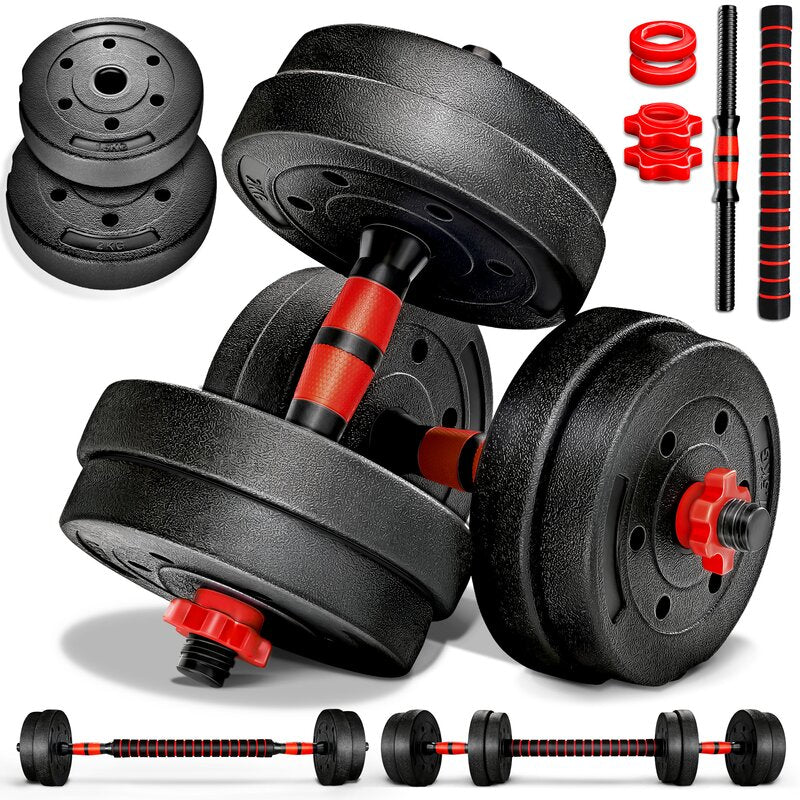 2-in-1 Halterset en Dumbell Set Verstelbaar met Lange en Korte Halter | RE:SPORT